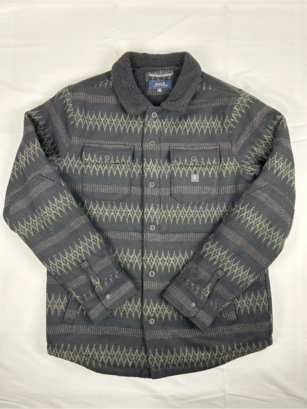 NEW Roark Hebrides Sherpa Fleece-Lined Wool Blend Coat Shacket Snap Up Men’s M